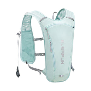 Light blue hydration backpack on a white background
