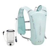 Light blue hydration backpack with water bladder on a white background